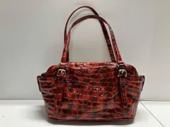 COCCO FIORE コッコフィオーレ クロコダイル型押しパテントレザーハンドバッグ / レッド・エナメル