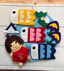 ハンドメイドフェルトリース 子供の日 5月 鯉のぼり 壁飾り 手作り