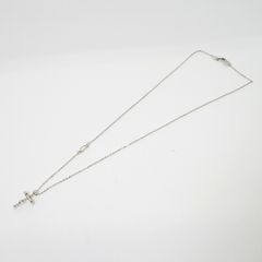 K18WG クロス ネックレス ダブルロープチェーン 40cm 0.07ct - メルカリ