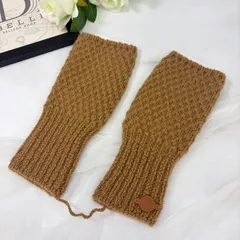 鑑定済み【 新品未使用 】エルメス 《 ルー 》 Mサイズ ノワゼット キャメル カシミヤ モヘヤニット 手袋 クルードセルのサムネイル