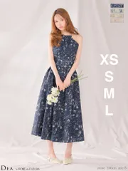 ネイビー DE3783【DEA.by ROBE de FLEURS/ディアバイローブドフルール/ 花柄/ ホルターネック/ フレア/ ロング/ ワンピース/ ミモレ丈/ ミディアムドレス/ キャバドレス/ AngelR/ ヴュート