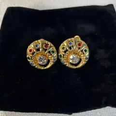 ヴィンテージ風　イヤリング　ゴールド　　昭和レトロ　丸型