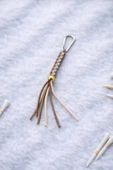 【 ゴルフティーホルダー 】ハンドメイド  ベージュ&ブラウン ゴールド