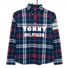 【美品】トミーヒルフィガーゴルフ 長袖ポロシャツ ダークネイビー×レッド×白  レディース S ゴルフウェア Tommy Hilfiger Golf