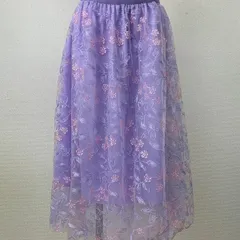 FREE STYLISTS チュールスカート 花柄刺繍 パープル フリーサイズ ロング　20260311-0014