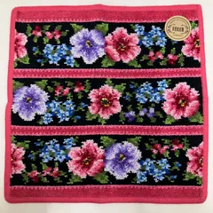 620　FEILER　フェイラー　シール付き　ハンカチ　アデルフローリア　花柄　ピンク　レディース　シュニール織り　シンプル　きれいめ　上品