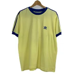 adidas　リンガーTシャツ　半袖　カットソー　トップス　クルーネック　無地　トラックライン　ワンポイント　ブランドロゴ　トレフォイル　刺しゅう　古着　/2000