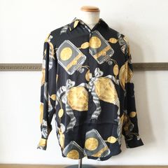 中国酒柄長袖シャツ M黒 ビンテージ 紹興酒 シルク - メルカリ