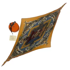 未使用品 HERMES エルメス スカーフ プリーツ シルク ライオン イエロー 箱付き