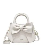 [ソユル] リボン ショルダー バッグ PUレザー 仕切りあり 小さめ ストラップ 調節可能 フェミニン お出かけ デート 上品 ガーリー レディース (ホワイト) [ホワイト]