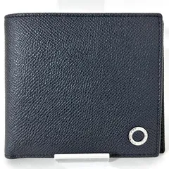 SD6217 美品！ BVLGARI ブルガリ ブルガリマン 二つ折り財布 コンパクトウォレット レザー ダークグレー サークルロゴ 金具シルバー