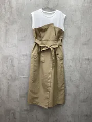 OPAQUE.CLIP オペークドットクリップ ノースリーブ ラップスカート風 ドッキング ロング ワンピース sizeS/白ｘベージュ ■◆ レディース