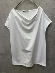 ZARA ザラ ドレープネック フレンチスリーブ カットソー Tシャツ sizeUSA L/ホワイト ■◆ レディース
