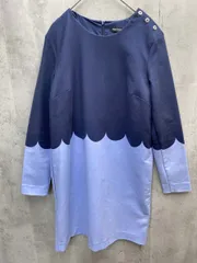 marimekko マリメッコ スカラップ柄 ワンピース ミニワンピ size36/ネイビー×水色 ■◇ レディース