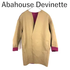 アバハウスドゥヴィネット Abahouse Devinette ノーカラーコート ダブルフェイス キャメル ルビーピンクのサムネイル