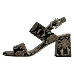 COLE HAAN(コールハーン) サンダル 5 1/2 B レディース - ライトブラウン×ベージュ×黒 型押し加工/パイソン柄 レザー