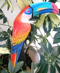 木製 カラフル オオハシ 置物 インテリア 高さ30cm 南国風【オオハシ　置物】