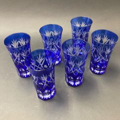 切子一口ビール グラスセット 5個 ブルー 冷酒 - メルカリ