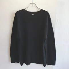 美品✨ ユニクロ UNIQLO 3D スフレ クルーネック セーター 長袖 ニット ウール混 wool 毛 ブラック 黒 無地 シンプル ベーシック 大きめ 防寒 あったか きれいめ 大人 カジュアル ゆったり