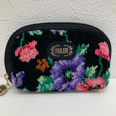 608　FEILER　フェイラー　ポーチ　ポピーズ　レディース　ブラック　黒　花柄　シュニール織り　小物入れ　きれいめ　上品