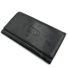 DIOR クリスチャンディオール CDロゴ 長財布 レザー ブラック 黒 赤
