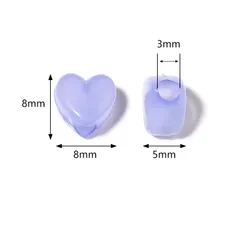 No.492 ハート ビーズ 大穴 100個セット 8mm パステル ミックス ハンドメイド パーツ