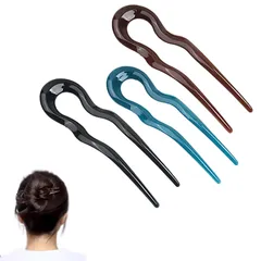 【特価セール】髪飾り マジェステ おしゃれ，髪留め ヘアアクセサリー 、シンプル U字シェルコーム ひらうち 一本挿し 簪 3点セット [ALLVD]