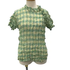 ISSEY MIYAKE イッセイミヤケ レディース 絞り カットソー SIZE 2 チェック IM32FJ209 グリーン×イエロー