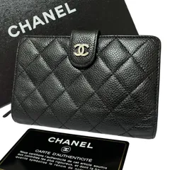 CHANEL シャネル キャビアスキン マトラッセ ラウンドジップ二つ折り財布
