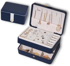 NASSIA ジュエリーボックス 2層 PUレザー (ネイビー)