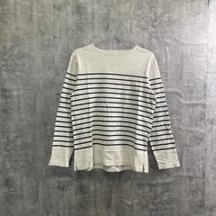【k-287】UNIQLO ユニクロ ボーダーカットソー Lサイズ アイボリー ネイビー 長袖ボーダーTシャツ レディーストップス カジュアル 定番ボーダー