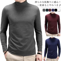 全6色×6サイズ ハイネック カットソー tシャツ ロンT 長袖 メンズ 送料無料 無地 トップス インナー 大きいサイズ モダール 春秋 冬 ビジネス 通勤 普段着 レイヤード 重ね着 #ltna055