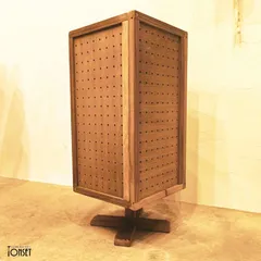 くるくる回転4面穴あきパネル什器 オークcol.