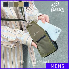 【新品・未使用】 スマホショルダー メンズ ショルダーポーチ ミニポーチ コンパクト 軽量 多機能 フォンタブ スマホ収納 ICカード収納 旅行 便利 おしゃれ かっこいい イベント フェス 鞄 バッグ カクシ カーキ 緑 グリーン KAKSI-12-CPZ