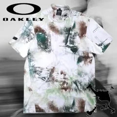 OAKLEY オークリー スカル PERFORMANCE FIT SKULL BLURRED MOCK SHIRT グラフィック モックネック シャツ Tシャツ カットソー ゴルフウェア FOA404227 定価1.1万 ホワイト▲027▼31219k02