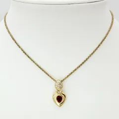 Christian Dior（クリスチャンディオール）CDロゴ ハートモチーフ ネックレス ペンダント ラインストーン レッドストーン ゴールドトーン