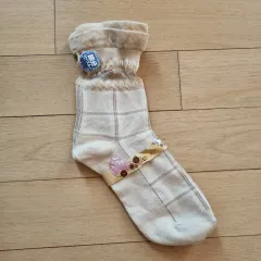 日本輸入 チェック柄 部分シースルー レディースソックス