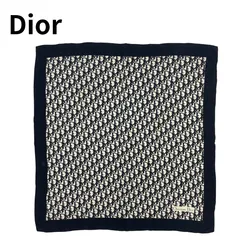 Christian Dior トロッター柄 スカーフ ネイビー シルク