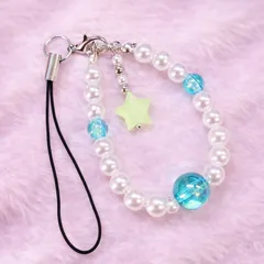 【ストラップ】ハンドメイド キーホルダー パール ビーズチャーム 可愛い 約11.5cm バッグチャーム