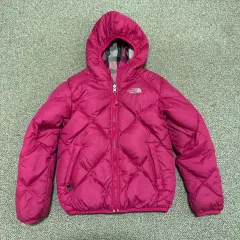130 ザノースフェイス ピンク CHECK フード ダウン ジャケット リバーシブル