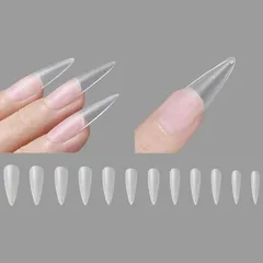 NASSIA ネイルチップ 超薄 240枚 ロング 長さ出し 付け爪 自然なフィット感 (クリア)