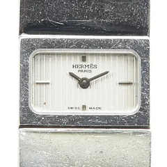 エルメス ロケ バングルウォッチ L01.210 シルバー レッド ステンレススチール リザード レディース HERMES【1-0212644】