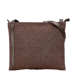 ブルガリ ロゴマニア 斜め掛け ショルダーバッグ ブラウン キャンバス レザー レディース BVLGARI【1-0215430】