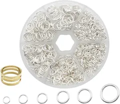 NASSIA 丸カン マルカン クセサリーパーツ DIY クラフト リング 金具 手芸用品 大容量 収納箱付き (シルバー)