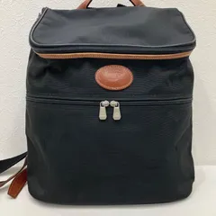 414　LONGCHAMP　ロンシャン　 リュック　バックパック　 ブラック×ブラウン系　黒　茶　 ナイロン　レザー　レディース