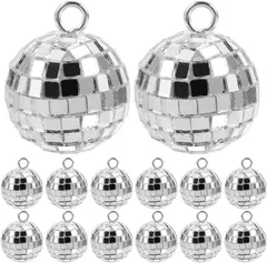 ミラーボール チャーム シルバー キーホルダー バッグチャーム DIY アクセサリーパーツ　b-343