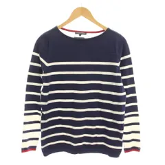トミーヒルフィガー TOMMY HILFIGER Tシャツ カットソー ボーダー ロンT 長袖 M 紺 ネイビー 白 /YM ■GY60