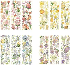 NASSIA デザインペーパー 12枚 花と植物 コラージュ素材 PET ステッカー (PET花の季節)