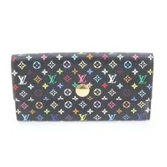 美品 ルイヴィトン モノグラム マルチカラー ポルトフォイユ サラ ノワール M93747 レザー 長財布 レディース REM DQ14-4【中古】