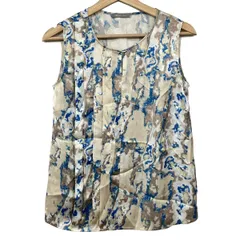 theory luxe(セオリーリュクス) ノースリーブシャツブラウス サイズ38 M レディース - ベージュ×ブルー×マルチ プルオーバー